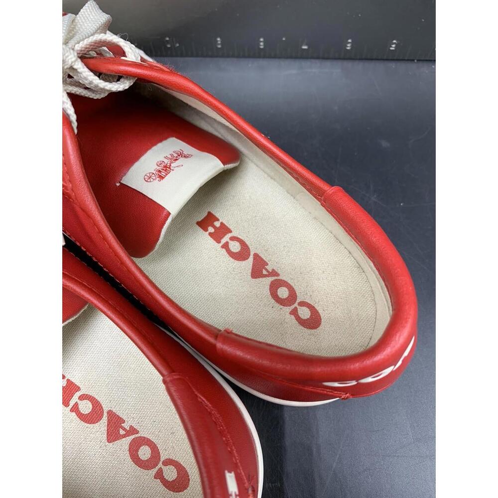 Red Coach Shoes Women's Lowline Leather Low Top Sneaker Size 8.5 B Red White - Picture 10 of 15